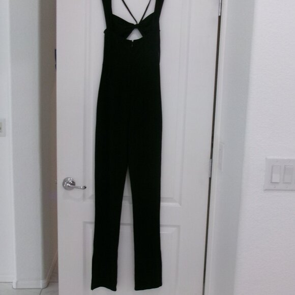 New 4th + Reckless Cutout Tummy Slit Leg Black Jumpsuit Catsuit S XS NWOT - Picture 12 of 15
